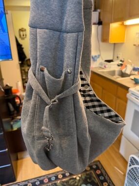 Gray Casual Tote Bag with Checkered Interior